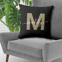 Elegantes Schwarzes Gold Erstname Monogramm