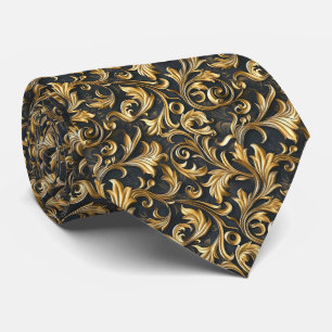 Elegantes schwarzes Gold-Fliesenmuster Krawatte