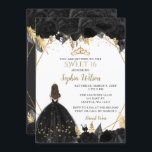 Elegantes Schwarzes Gold, florale Prinzessin SWEET Einladung<br><div class="desc">Elegantes Schwarzes Gold Blumendruckerin SWEET 16 Einladung</div>