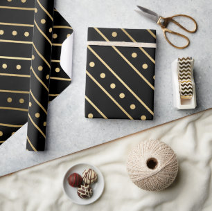 Elegantes Schwarzes & Gold Foil Weihnachtslieder u Geschenkpapier