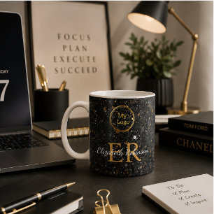 Elegantes schwarzes Gold-Glitter-Modernes-Business Kaffeetasse