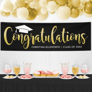 Elegantes schwarzes Gold Gratuliere Absolvent Banner
