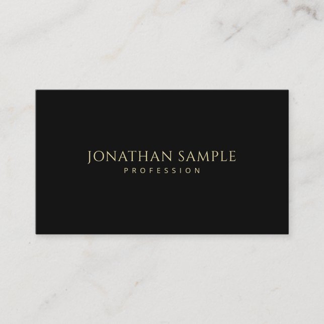 Elegantes Schwarzes Gold Modernes, Minimalistische Visitenkarte (Vorderseite)
