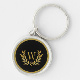 Elegantes schwarzes Gold modernes Monogramm Chic Schlüsselanhänger