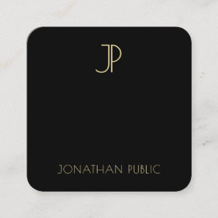 Elegantes Schwarzes Gold Monogram Modernes Templat Quadratische Visitenkarte