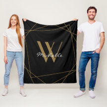 Elegantes Schwarzes Gold Monogram Name Script geom