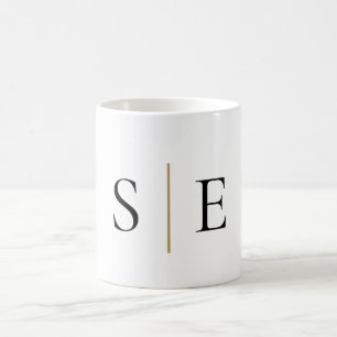 Elegantes schwarzes Gold-Monogramm Minimalist Kaffeetasse