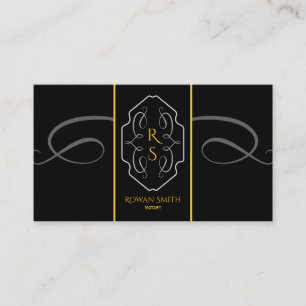 Elegantes schwarzes Gold-Monogramm-Notar Visitenkarte