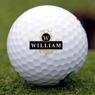 Elegantes schwarzes Gold personalisierbares Monogr Golfball