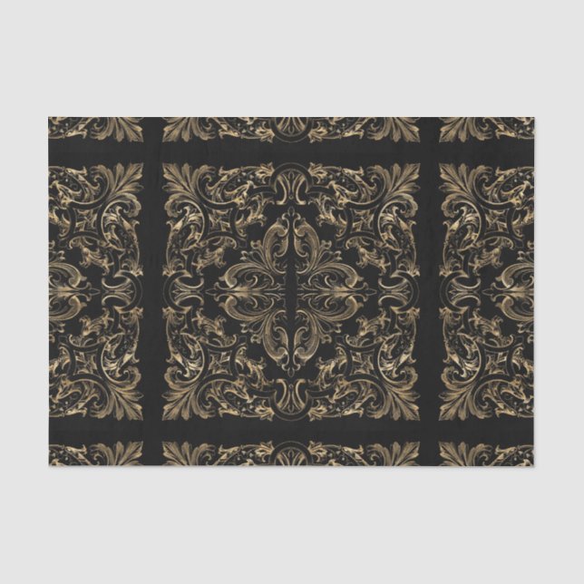 Elegantes Schwarzes Gold Seidenpapier (Vorderseite)