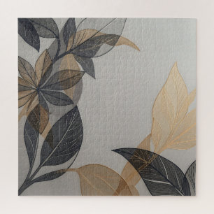Elegantes schwarzes Gold stilisiertes Blatt Botani