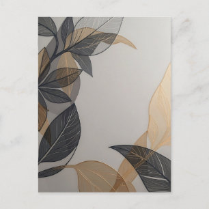 Elegantes schwarzes Gold stilisiertes Blatt Botani Postkarte