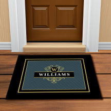 Elegantes schwarzes Gold-Streifenmuster-Monogramm