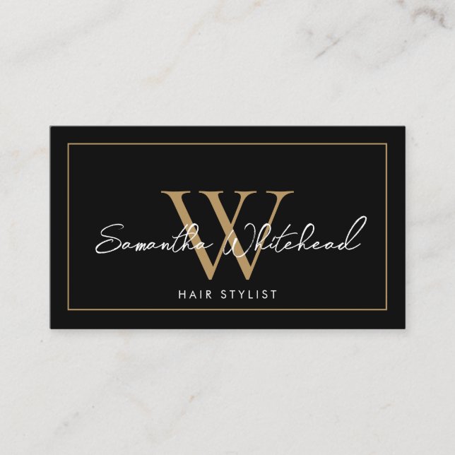 Elegantes Schwarzes Gold Visitenkarte (Vorderseite)
