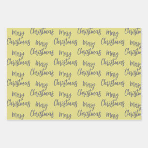 Elegantes Schwarzes Golden Merry Christmas Tree Mu Geschenkpapier Set