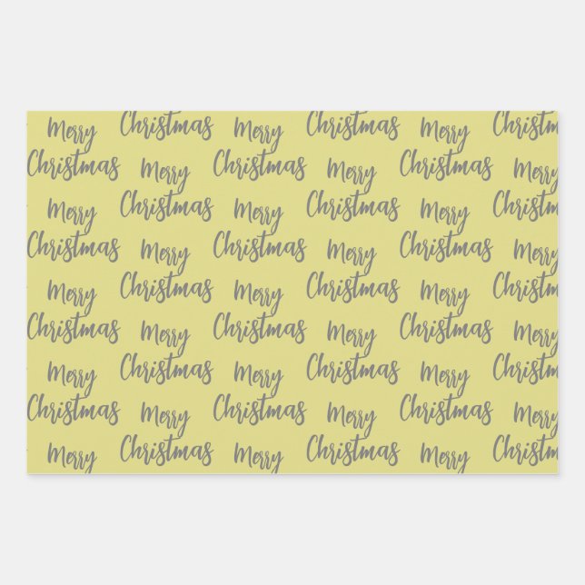 Elegantes Schwarzes Golden Merry Christmas Tree Mu Geschenkpapier Set (Vorderseite)