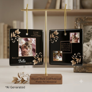 Elegantes schwarzes goldenes botanisches Foto-Haus Keramikornament