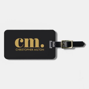 Elegantes schwarzes goldenes, fettes Monogramm Gepäckanhänger