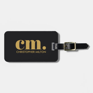 Elegantes schwarzes goldenes, fettes Monogramm Gepäckanhänger