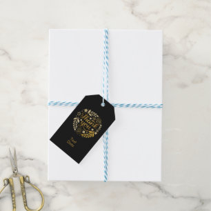 elegantes schwarzes goldenes florales Dankeschön  Geschenkanhänger