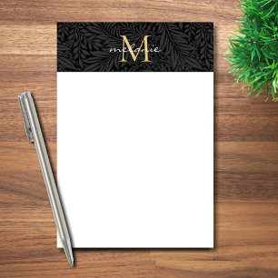 Elegantes schwarzes goldenes florales Schriftmonog Post-it Klebezettel