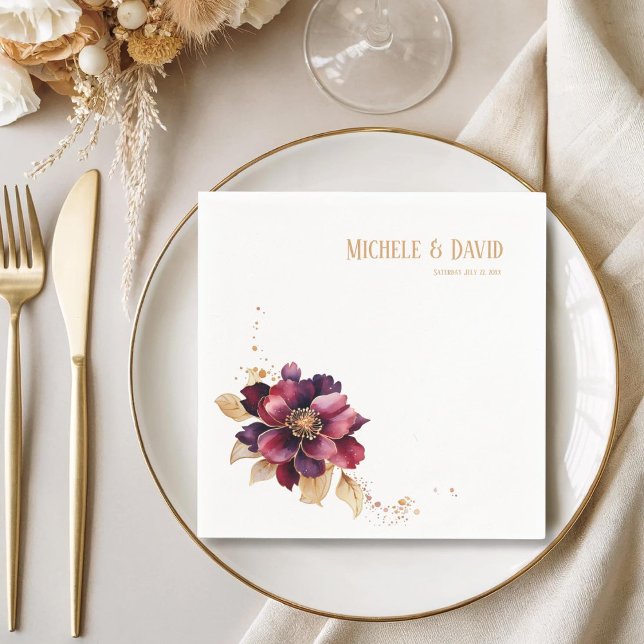 Elegantes schwarzes goldfarbenes Bordeaux Datum We Serviette (Von Creator hochgeladen)