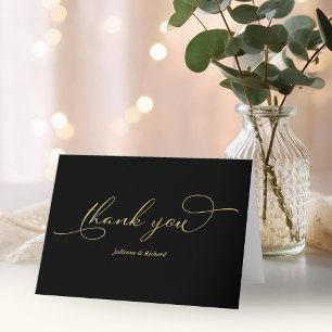 Elegantes schwarzes Goldfolien-Skript Danke Karte
