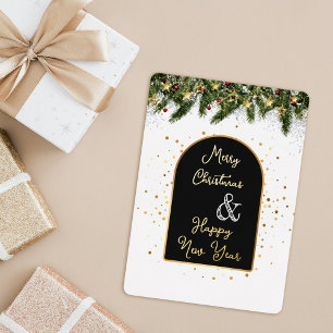 Elegantes schwarzes Goldfolien-Weihnachten Neujahr Folien Feiertagskarte