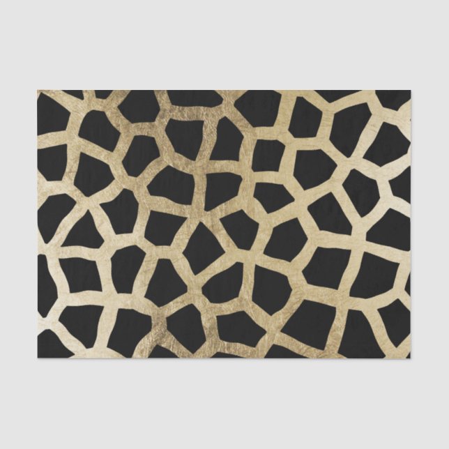 Elegantes schwarzes Goldmoderner Tierdruck Seidenpapier (Vorderseite)