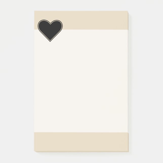 Elegantes schwarzes Herz 2 Post-it Klebezettel (Vorderseite)
