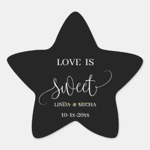 Elegantes, schwarzes Hochzeitsgeschenk - Love is s Stern-Aufkleber