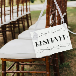 Elegantes schwarzes Hochzeitsschild mit Swash-Rese Einladung