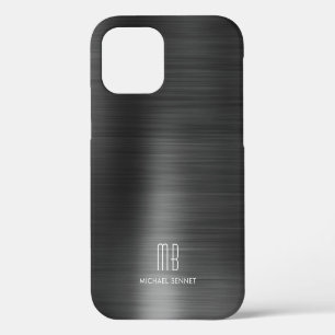 Elegantes Schwarzes Imitat gebürstetes Metallische Case-Mate iPhone Hülle