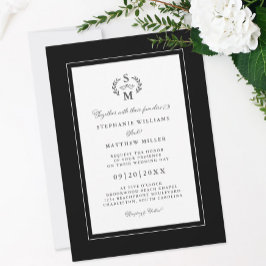 Elegantes schwarzes Initialen-Schriftzug-Wappen Ho Einladung