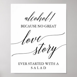 Elegantes schwarzes Kalligrafie-Alkohol-Liebesgesc Poster
