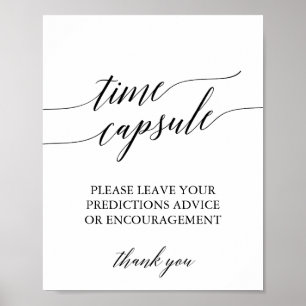 Elegantes schwarzes Kalligrafie-Zeitkapsel-Schild Poster