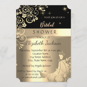 Elegantes schwarzes Kleid mit goldenen Blumen für Einladung