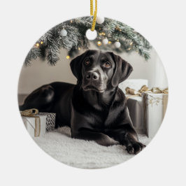 Elegantes Schwarzes Labor Weihnachten Keramik Ornament