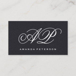 Elegantes schwarzes Leder mit Luxe Monogram Visitenkarte
