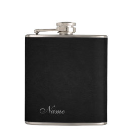 Elegantes schwarzes Leder personalisiert aussehen Flachmann