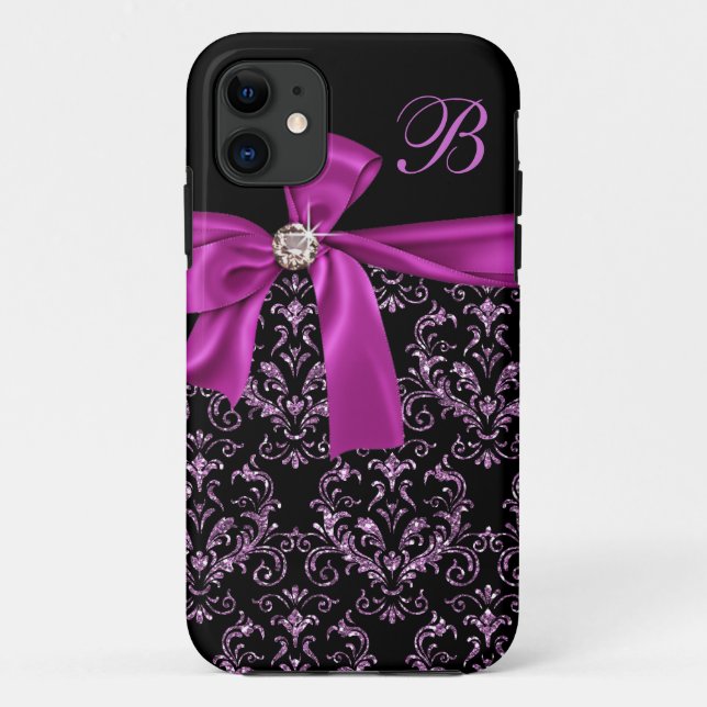 Elegantes schwarzes lila Case-Mate iPhone hülle (Rückseite)