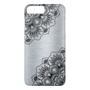 Elegantes schwarzes Mandala mit silbernem metallis Case-Mate iPhone Hülle