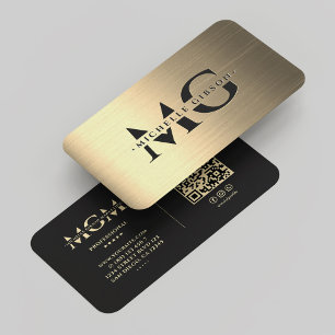 Elegantes Schwarzes Marketing Gold Monogram Visitenkarte