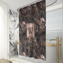 Elegantes Schwarzes Marmor Rose Gold Monogramm