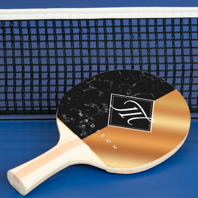 Elegantes Schwarzes Marmor- und Kupferfoilskriptmo Tischtennis Schläger (InSitu)