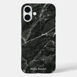 Elegantes Schwarzes Marmorsklab mit Namen iPhone 16 Plus Hülle