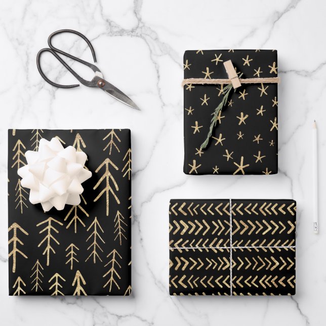 Elegantes Schwarzes Meer Geschenkpapier Set (Vorderseite)