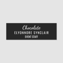 Elegantes schwarzes minimalistisches Schokoladen-E Namensschild