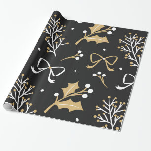 Elegantes schwarzes Mistelzweig-u. Geschenkpapier