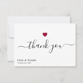 Elegantes Schwarzes Modern Script Burgundy Rotes H Dankeskarte